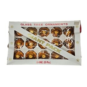 Vintage Deep Gold 2 1/2" Glass Christmas Ornaments Giant Pack Of 15 Essex Franke